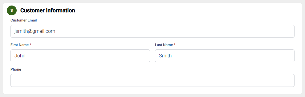 New Customer Information Step