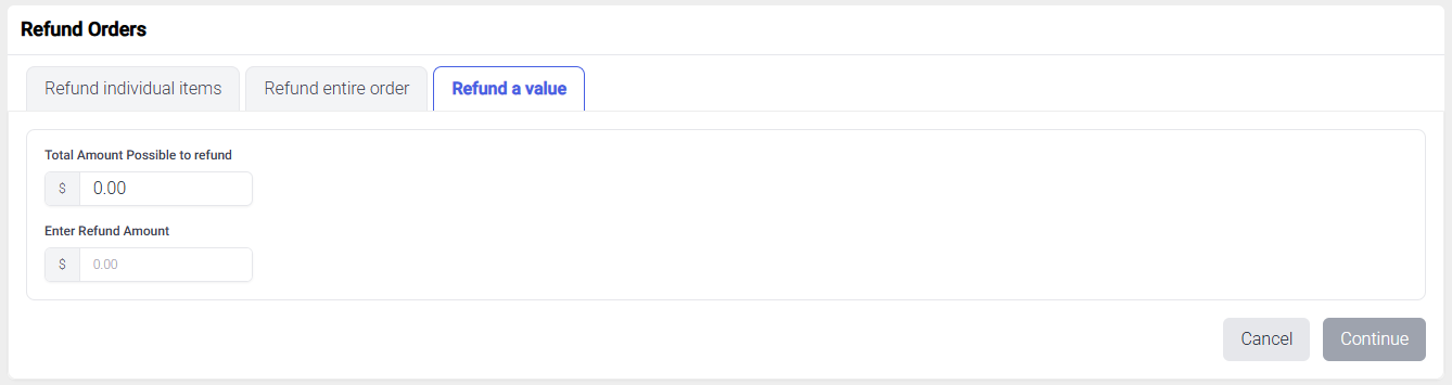 Refund a value - Restricted